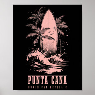 Poster Punta Cana République dominicaine Surf Vintage Sur