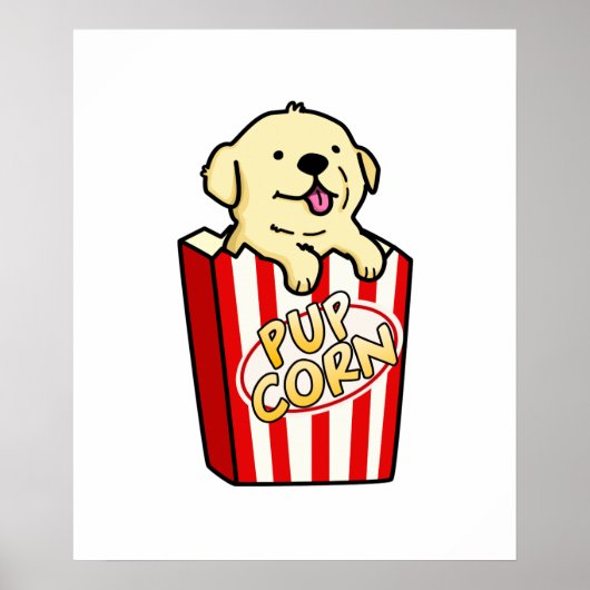 Poster Pup Corn Funky Puppy Pop Corn Pun (Devant)