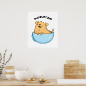 Poster Pup-puccino Funny Chien Cappuccino Pun (Cuisine)