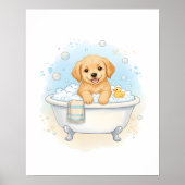 Poster Puppy Bath Time Fun Kids Bathroom Wall Art (Devant)