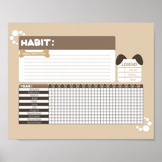 Poster Puppy Chien Conception Habit Tracker (Devant)