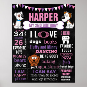 Poster Puppy DOG panneau de signalisation d'anniversaire 