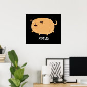 Poster Puptato Funny Puppy Potato Pun Dark BG (Bureau à domicile)