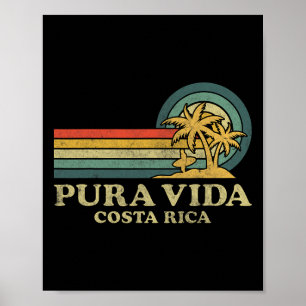 Poster Pura Vida Beach Costa Rica Famille Vacances Vintag
