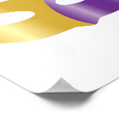 Poster Purim et masque violet or heureux (Coin)