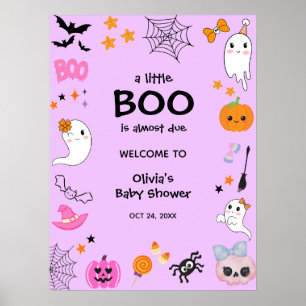 Poster Purple A Little Boo Baby shower Halloween Bienvenu