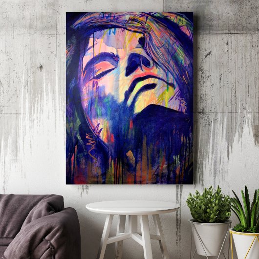 Poster Purple Abstrait Graphic Woman Portrait Art