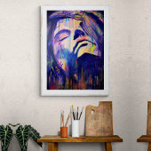 Poster Purple Abstrait Graphic Woman Portrait Art