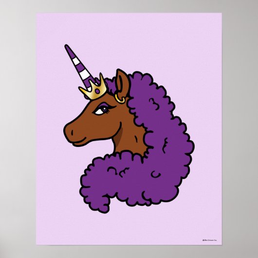 Poster Purple Afro Unicorn (Devant)