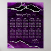 Poster Purple and Silver Agate Wedding Seating Chart (Devant)