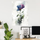Poster "Purple & Blue Hibiscus Botanical Watercolor Art" (Bureau à domicile)