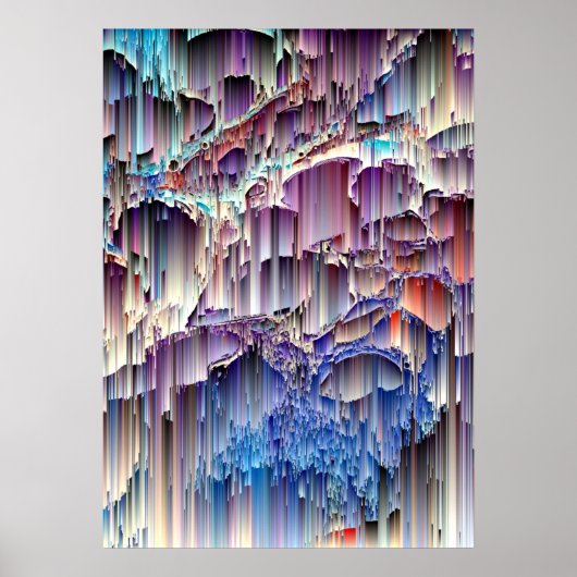 Poster Purple Blue Red Cascade Rock Art Abstrait (Devant)