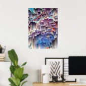 Poster Purple Blue Red Cascade Rock Art Abstrait (Bureau à domicile)