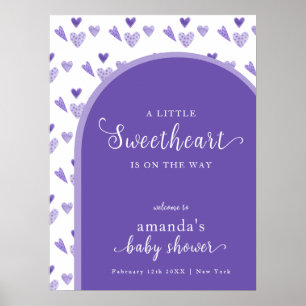 Poster Purple Boho Arch Sweethee Baby shower Bienvenue