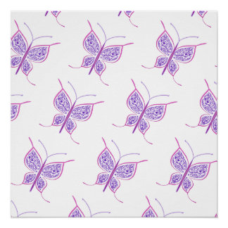 Poster Purple Butterfly Pattern