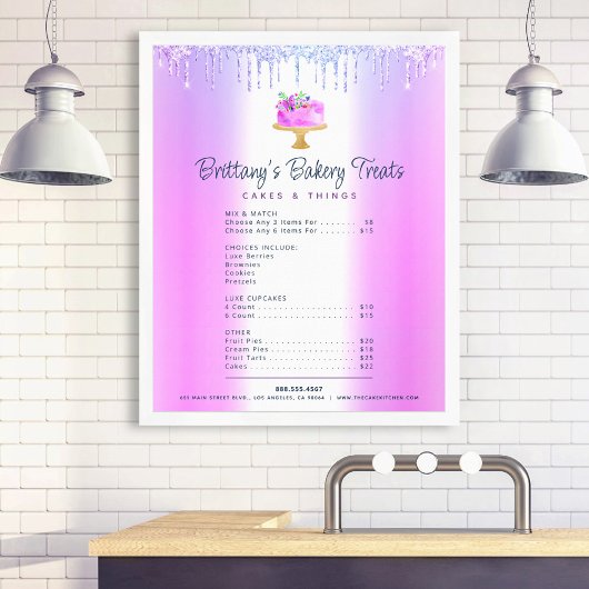 Poster Purple Cake Boulangerie Parties scintillant Driver
