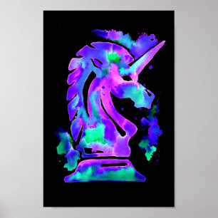 Poster Purple Chess Knigh Unicorne