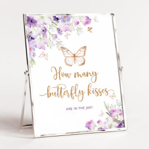 Poster Purple Combien de papillons embrasse baby shower j
