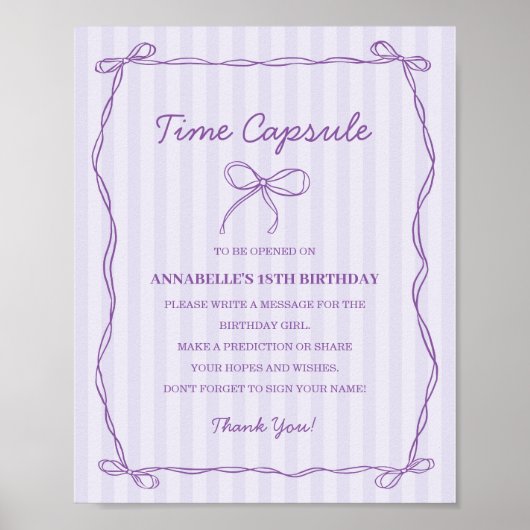 Poster Purple Coquette Bow Temps Capsule Anniversaire Jeu (Devant)