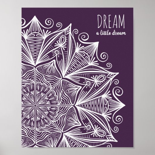 Poster Purple Dream Élégante Typographie Mandala Art Mode (Devant)