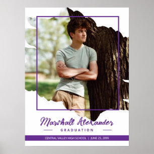 Poster Purple Edgy Abstrait Torn Photo Graduation