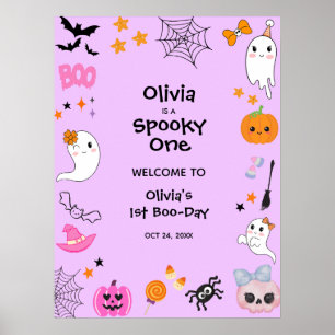 Poster Purple Éffrayant Un Halloween 1er Anniversaire Bie
