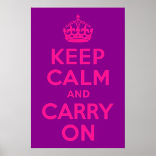 Poster Purple et rose Calmez-vous et poursuivez