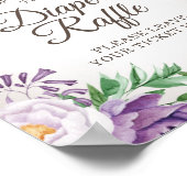 Poster Purple Floral Baby Shower Diaper Raffle (Coin)
