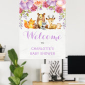 Poster Purple Floral Forêt Animaux Bébé Fille (Bureau à domicile)