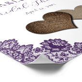 Poster Purple Floral Lace Rustic Bridal Shower Sign (Coin)