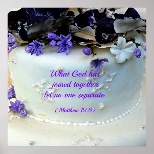 Poster Purple flowers wedding cake with Matthew Bible (Devant)