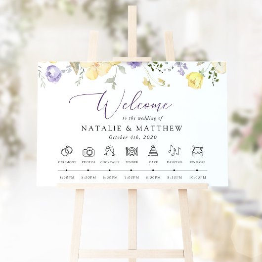Poster Purple Flowers, Yellow Flowers, Wedding Timeline