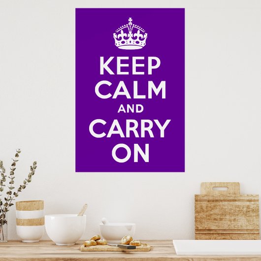 Poster Purple Gardez le calme et continuer (Cuisine)