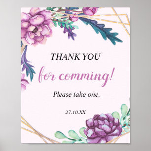 Poster Purple Geometric Tropical Floral 30th Birthday