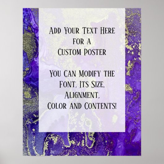 Poster Purple & Gold Abstrait alcool encre Fluid Art do-i (Devant)