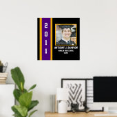 Poster Purple & Gold School Graduation Framed Wall Art (Bureau à domicile)