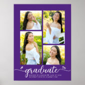 Poster Purple Graduation 4 Photo Script Coeurs Moderne (Devant)