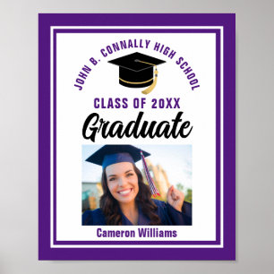 Poster Purple Graduation Customisée Graduate Photo Party