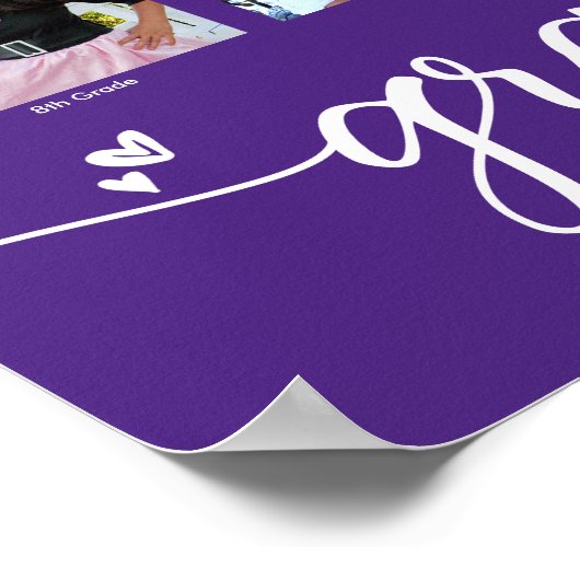 Poster Purple Graduation K-12 Photo Collage Script modern (Coin)