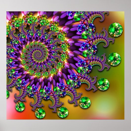 Poster Purple & Green Bokeh Motif fractal (Devant)