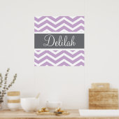 Poster Purple Grey Chevron personnalisé (Cuisine)