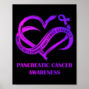 Poster Purple Heart Hope Amour Foi Pancréatique Cancer Aw