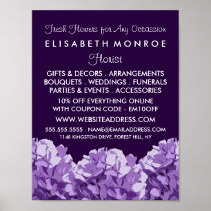 Poster Purple Hydrangea, Floristry Publicité