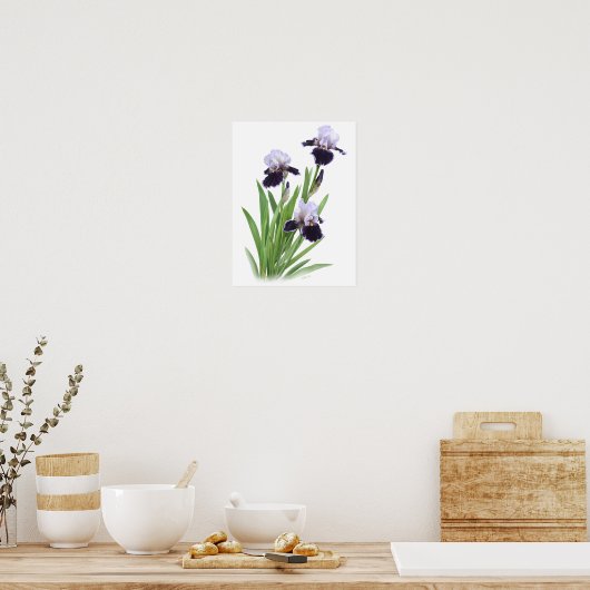 Poster Purple Iris Trio Art original Imprimer (Cuisine)