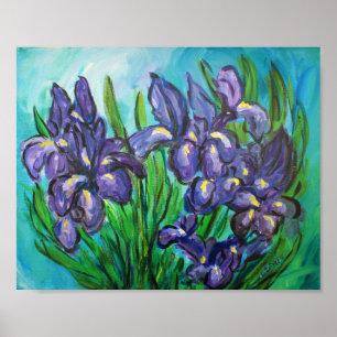 Poster Purple Irises Art Moderne Peinture Imprimantes Pos