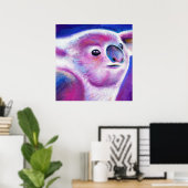 Poster Purple Koala visage animal fantaisie art (Bureau à domicile)