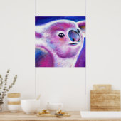 Poster Purple Koala visage animal fantaisie art (Cuisine)