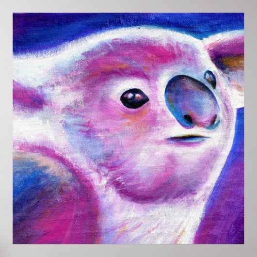 Poster Purple Koala visage animal fantaisie art (Devant)