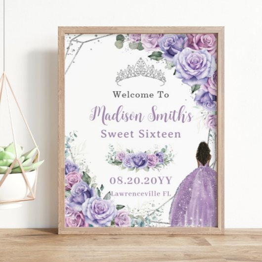 Poster Purple Lavender Floral Brown Princesse Anniversair