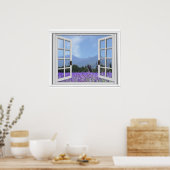 Poster Purple Lavender Meadow Garden Vue Fake Window (Cuisine)